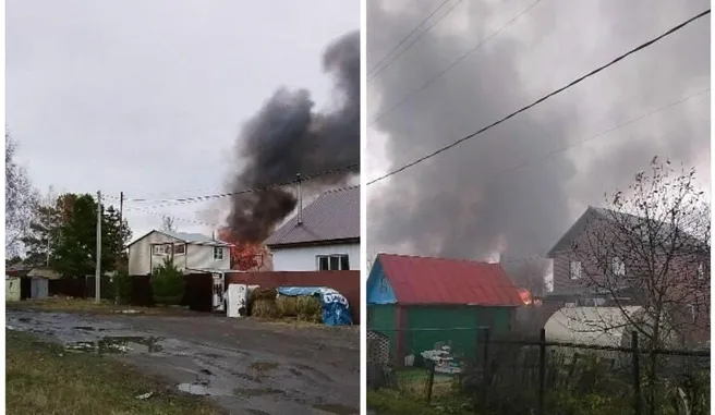 На Пушкинском тракте в Омске горел садовый дом площадью 220 кв. м